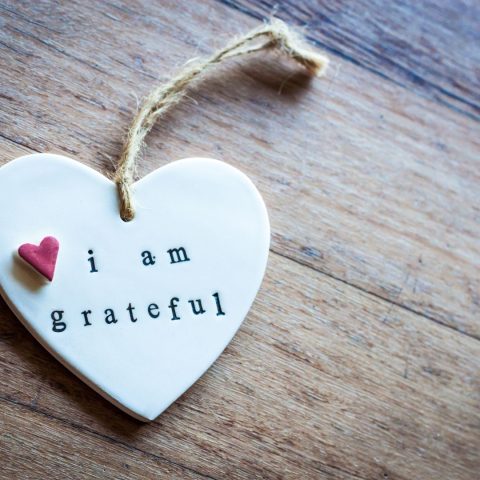 ornament with I am grateful on it