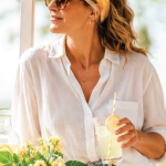 woman drinking lemonade