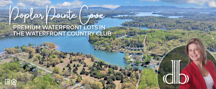 Aerial view of Poplar Point Cove in The Waterfront Country Club at Smith Mountain Lake, VA